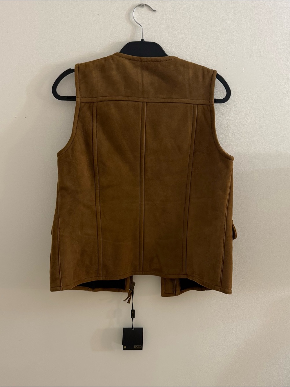 Massimo Dutti Size Medium Brown Leather Toggle Vest - Picture 10 of 10